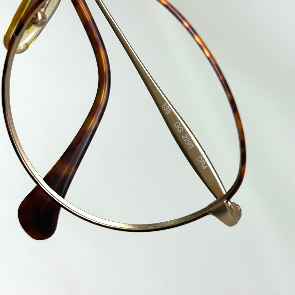 Vintage GUCCI GG2293 DR4 55 [] 18 135 tortoise Gold Eyeglassses Frame Only Italy - Picture 15 of 16